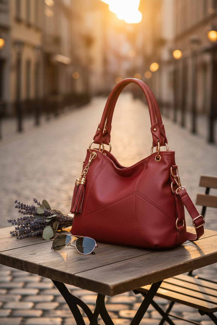 Soft Leather Crossbody Shoulder Bag Lifestyle Shot